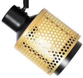 Industriële Spot / Opbouwspot / Plafondspot zwart met goud - Kayden Industriele / Industrie / Industrial E14 rond Binnenverlichting Lamp
