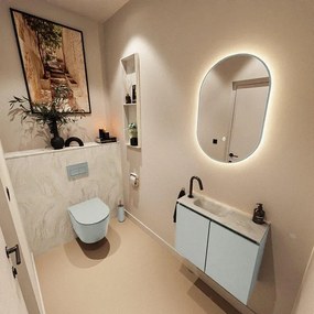 MONDIAZ TURE-DLUX 60cm toiletmeubel Greey. EDEN wastafel Ostra positie links. Met 1 kraangat. TUREDX60GREL1OST