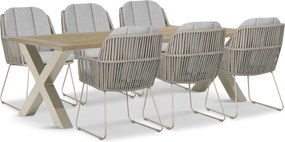 Tuinset 6 personen 240 cm Rope Taupe Domani Furniture Trivento/Cardiff