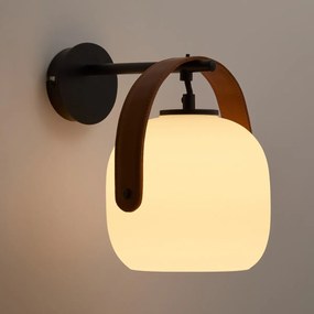 Wandlamp in metaal en opaline glas, Kasito