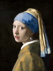 Kunstreproductie Meisje met een parel, Jan Vermeer