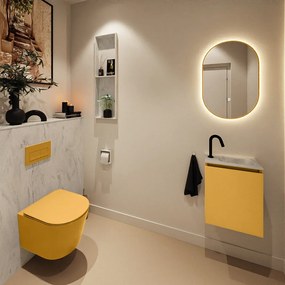 Mondiaz Ture DLux toiletmeubel 40cm ocher met wastafel opalo rechts met kraangat