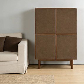 Walnoot Wandkast Met Stoffen Deuren - 80x40x120cm.