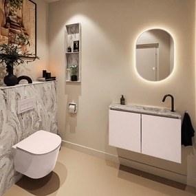 Mondiaz Ture DLux toiletmeubel 80cm rosee met wastafel glace rechts met kraangat