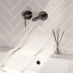Brauer Stripe inbouw wastafelkraan ColdStart met rechte uitloop en rozetten model A2 gunmetal geborsteld PVD