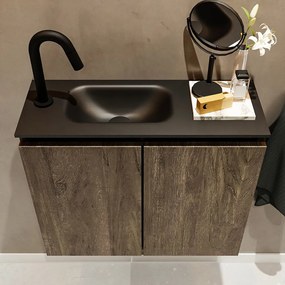 Mondiaz Ture 60cm toiletmeubel dark brown met wastafel urban links 1 kraangat
