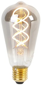 Set van 5 E27 dimbare LED gedraaid filament lamp ST64 smoke 120 lm 1800K