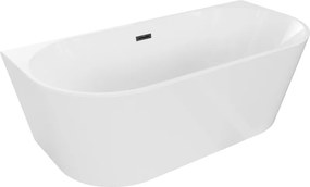 Mexen Oval vrijstaande tegen de muur geplaatste ligbad 180 x 80 cm, wit, zwarte overloop - 52671808000-70