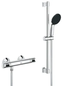 GROHE Precision Flow Doucheset - thermostatische douchekraan - met glijstangset - 60cm - ronde handdouche - 1 straalsoort - gladde doucheslang - chroom 34800001