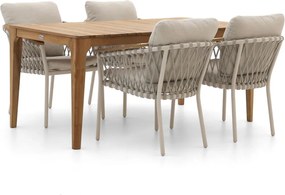 Diningset Bellagio | 4 personen teakhout | Tuinset stapelbaar | 5-delig | Kees Smit Tuinmeubelen