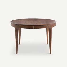 Uitschuifbare ronde tafel, in notenhout, Sanara