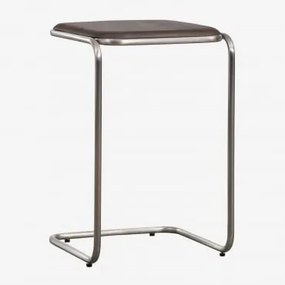 Vierkante Bijzettafel 35x35 Cm Van Acaciahout En Roestvrij Staal Altrex Donker Acaciabruin - Sklum