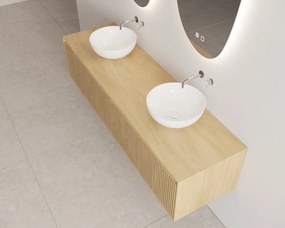 Gliss Design Timotheus badmeubel met 2 lades en ribbelfront 180cm castle brown