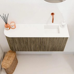 Mondiaz Joya 90cm toiletmeubel ronding links dusk met wastafel faye rechts zonder kraangat talc