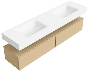 Zaro Alan badmeubel 180cm sand 2 lades met vrijhangende wastafel cloud dubbel zonder kraangat talc