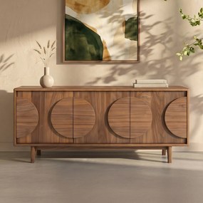 Zuiver Groove Design Dressoir Walnoot 3 Deurs 120 Cm - 120x40x58cm.