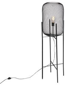Moderne vloerlamp zwart 135cm - Bliss Mesh Modern E27 Draadlamp rond Binnenverlichting Lamp