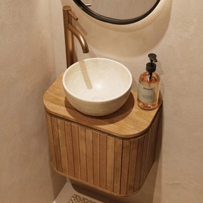 Livli Estrela toiletmeubel links 40cm ribbelfront met White Travertin waskom