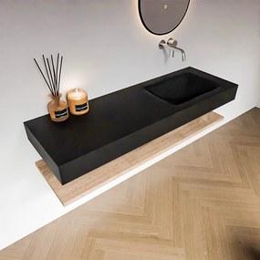 Zaro Alan badmeubel 140cm met planchet washed oak en vrijhangende wastafel cloud rechts zonder kraangat urban