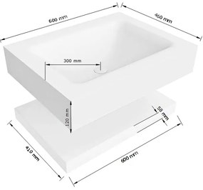 Zaro Alan badmeubel 60cm met planchet urban en vrijhangende wastafel cloud midden 1 kraangat urban