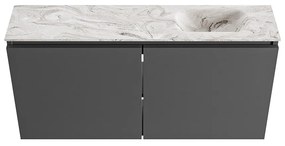 Mondiaz Ture DLux toiletmeubel 100cm dark grey met wastafel glace rechts zonder kraangat