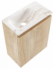 Mondiaz Ture DLux toiletmeubel 40cm washed oak met wastafel frappe links met kraangat