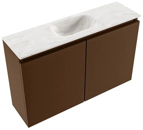 Mondiaz Ture DLux toiletmeubel 80cm rust met wastafel ostra midden met kraangat