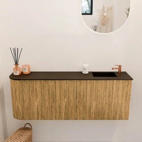 Mondiaz Joya 110cm toiletmeubel ronding links oak met wastafel faye rechts 1 kraangat urban