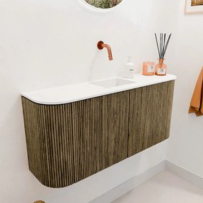 Mondiaz Joya 95cm toiletmeubel ronding links/rechts dusk met wastafel faye midden zonder kraangat talc
