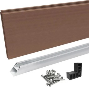 Zelfbouwset composiet Forte bruin met blank aluminium kader (90 x 180 cm)