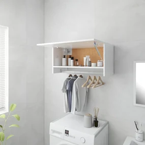 vidaXL Kledingkast 70x32,5x35 cm spaanplaat hoogglans wit