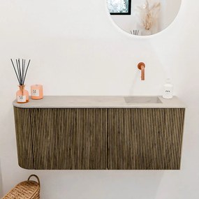 Mondiaz Joya DLux 100cm toiletmeubel ronding links dusk met wastafel faye rechts zonder kraangat opalo