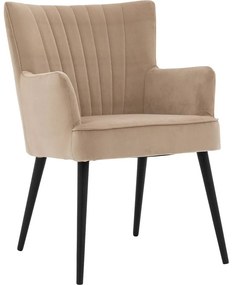 Goossens Eetkamerstoel Rob bruin velvet stof met armleuning, urban industrieel