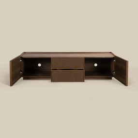 Tv-meubel Walnoot Met Stoffen Deuren 150 Cm - 150x40x40cm.