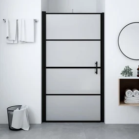 vidaXL Douchedeur mat 100x178 cm gehard glas zwart