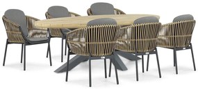 Tuinset 6 personen 240 cm Aluminium/wicker Taupe Coco Nathan/Diogo