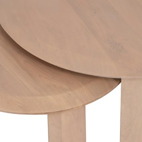 Set Van Twee Ronde Salontafels Naturel - 70 X 70cm.