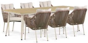 Tuinset 6 personen 240 cm Aluminium/Rope Taupe De Laan Projects