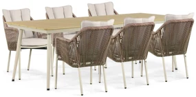 Tuinset 6 personen 240 cm Aluminium/Rope Taupe De Laan Projects
