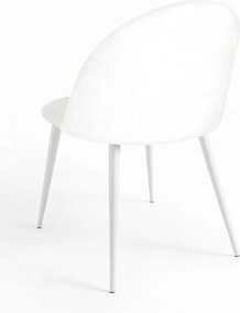 Set 4 White Vint Fluwelen Stoelen