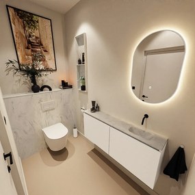 Mondiaz Ture DLux toiletmeubel 120cm talc met wastafel opalo rechts zonder kraangat