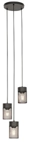 Industriële hanglamp zwart 3-lichts - Jim