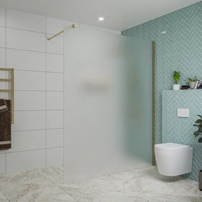 Fortifura Galeria inloopdouche - 160x200cm - mat glas - wandarm - Geborsteld Messing PVD (Goud) SW797932/SW797910