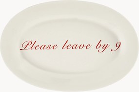 Handgemaakt serveerplateau Please Leave By 9