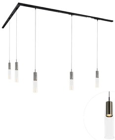 Modern railsysteem met 5 hanglampen gunmetal 1-fase - Iconic Lloyd