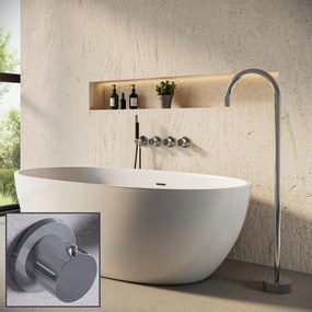 Saniclear Plus Stripes Pro inbouw badkraan met vrijstaande uitloop chroom