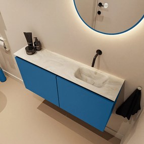 Mondiaz Ture DLux toiletmeubel 100cm jeans met wastafel ostra rechts zonder kraangat