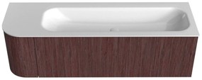 Mondiaz Kurve 145cm badmeubel ronding links ruby met 1 lade en deur en wastafel big large rechts zonder kraangat