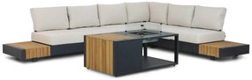 Hoek loungeset 6 personen Aluminium/teak Grijs  Santika Furniture Santika