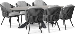 Tuinset 6 personen 240 cm Rope Grijs Santika Furniture Santika